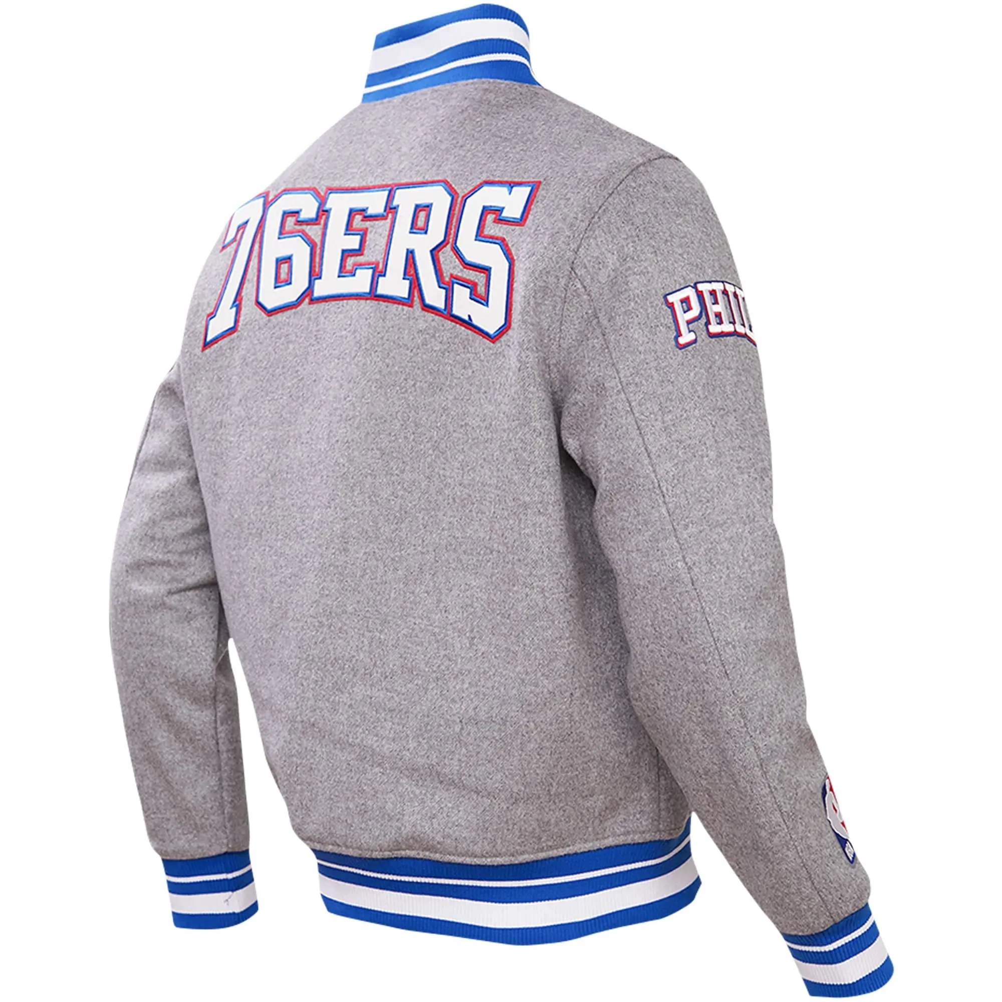 Philadelphia 76ers Pro Standard Crest Emblem Wool Varsity Jacket - Image 2