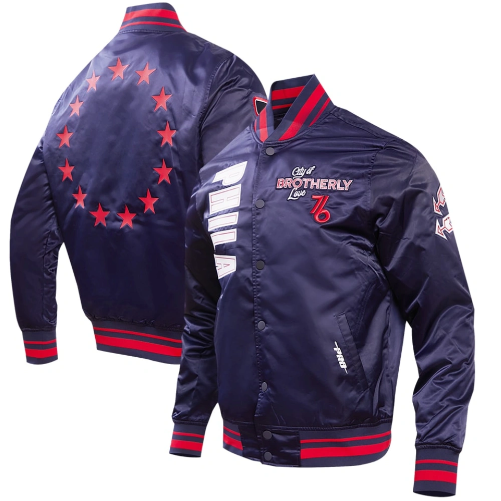 Philadelphia 76ers World Series Pro Standard Full-Snap Satin Varsity Jacket - Image 3