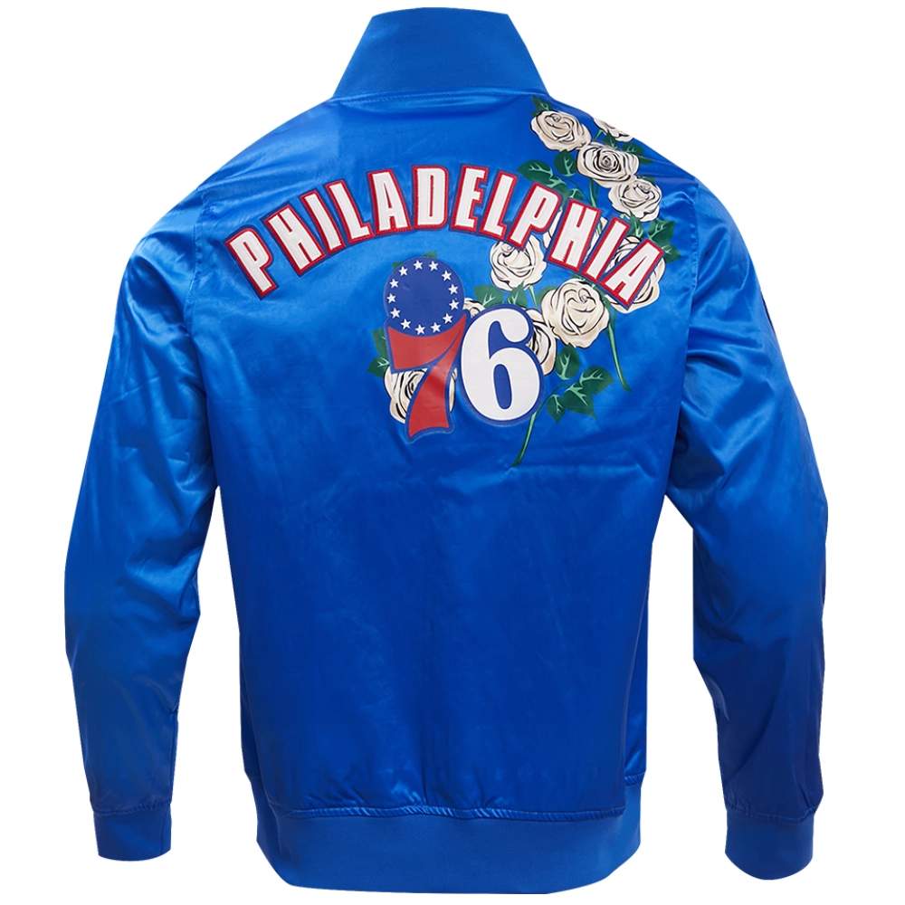 Philadelphia 76ers Pro Standard Roses Satin Varsity Jacket - Image 2