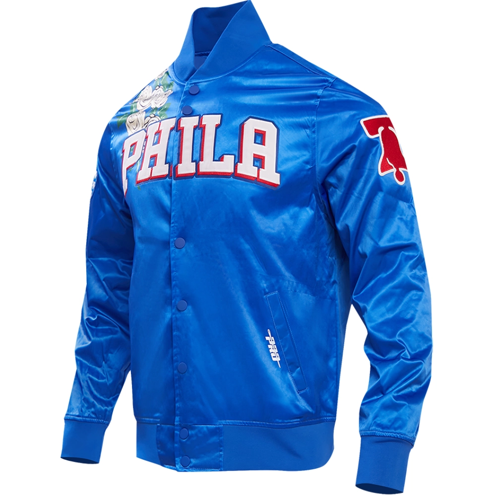 Philadelphia 76ers Pro Standard Roses Satin Varsity Jacket - Image 5