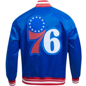 Alternative view of Philadelphia 76ers Pro Standard Script Tail Satin Varsity Royal Jacket