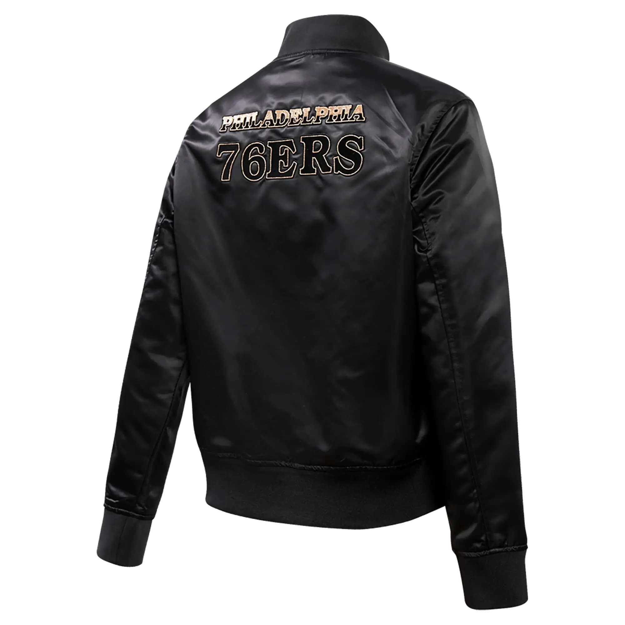 Philadelphia 76ers Pro Standard Team Players Satin Varsity Black Jacket - Image 2