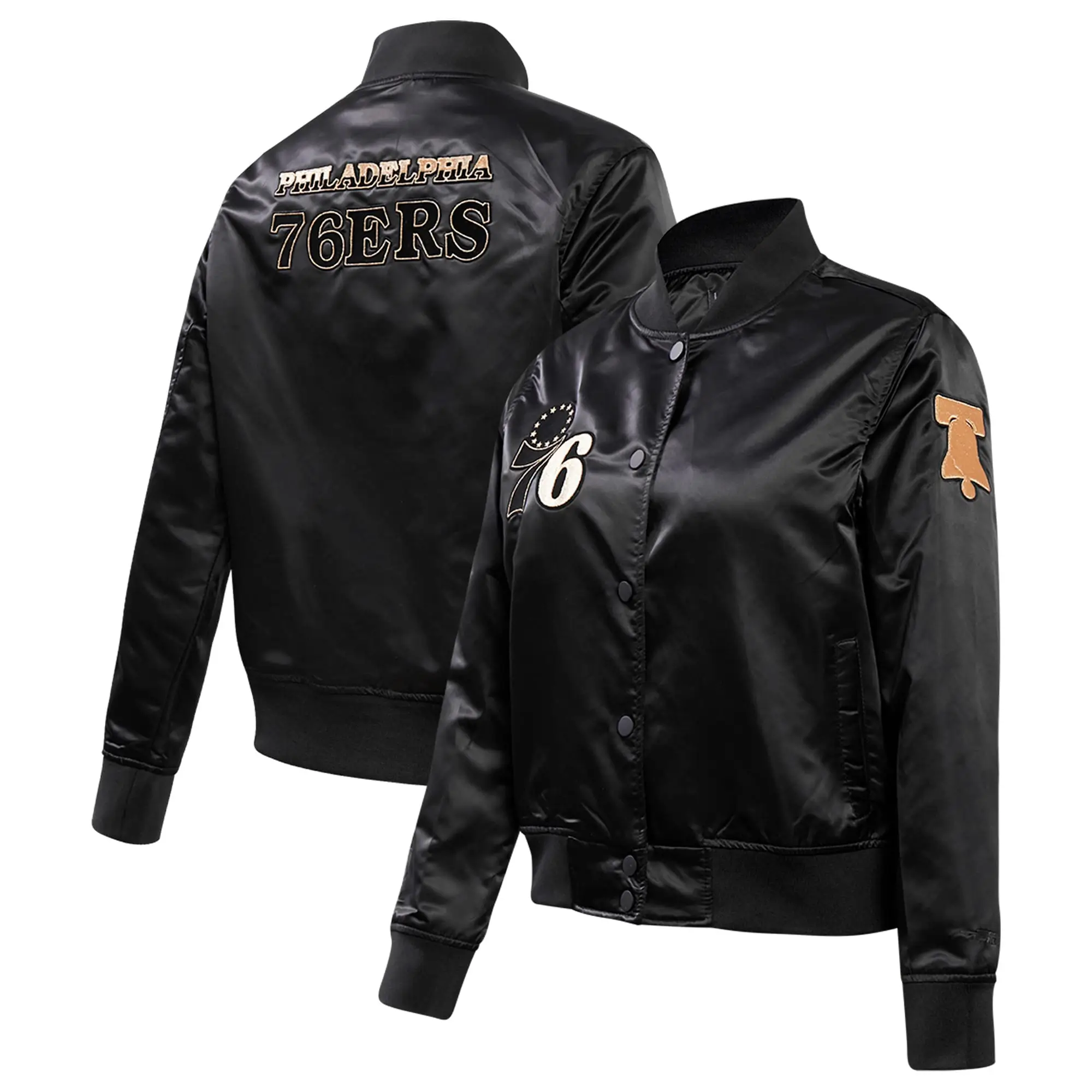 Philadelphia 76ers Pro Standard Team Players Satin Varsity Black Jacket - Image 3