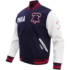 Philadelphia 76ers Script Tail Pro Standard Wool & Leather Varsity Jacket