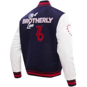Alternative view of Philadelphia 76ers Script Tail Pro Standard Wool & Leather Varsity Jacket