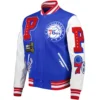 Philadelphia 76ers Mashup Pro Standard Wool & Leather Varsity Jacket Blue & White