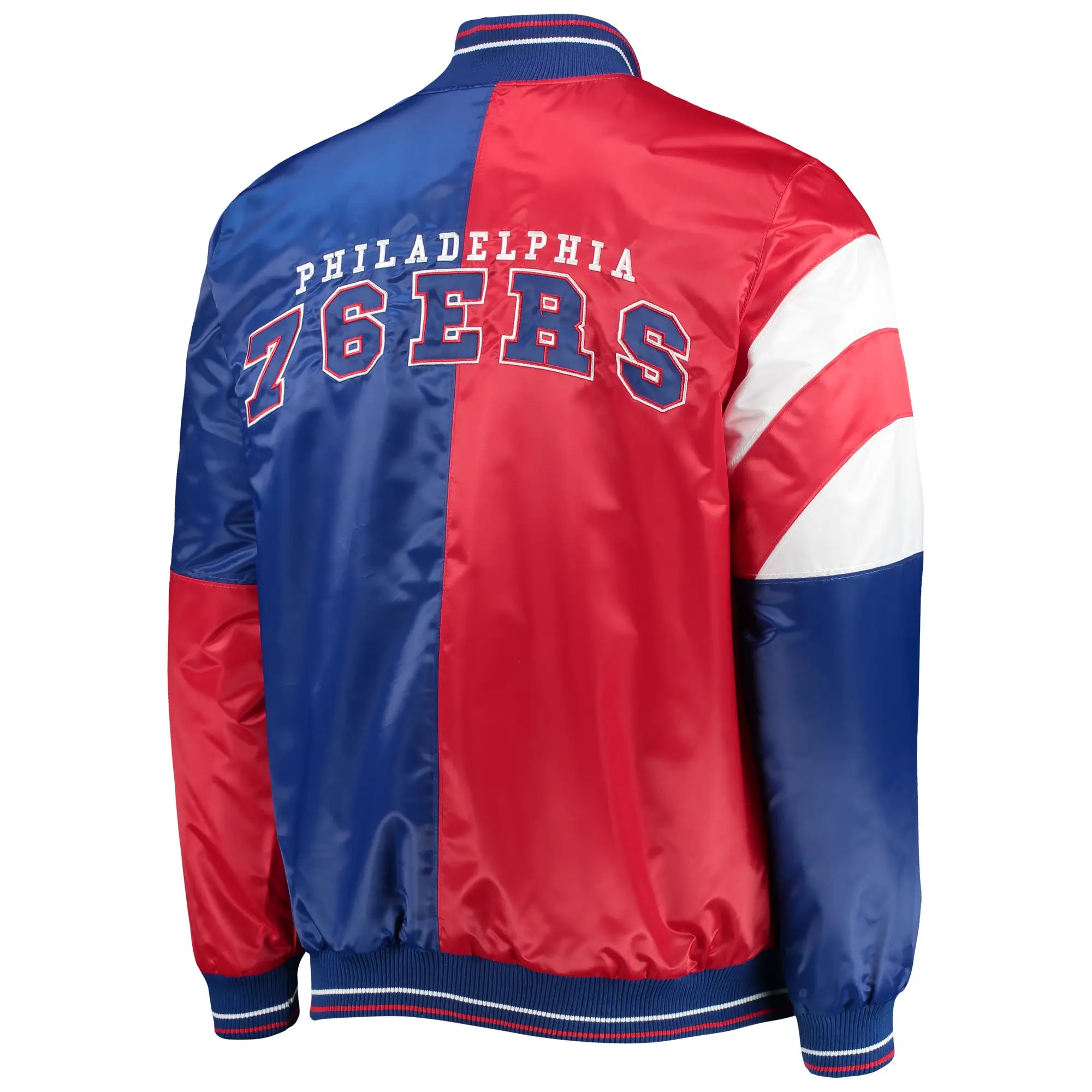 Philadelphia 76ers Leader 75th Anniversary Full-Snap Satin Varsity Jacket - Image 2
