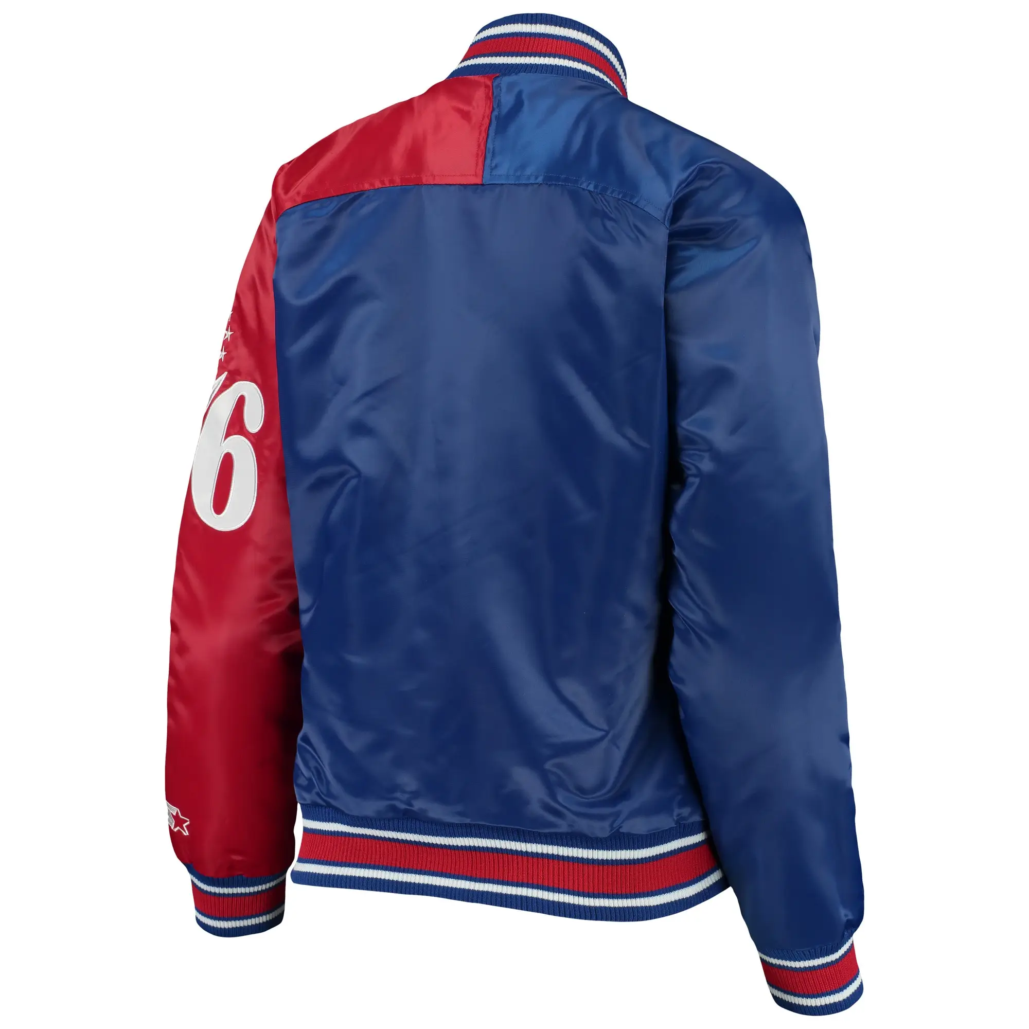 Philadelphia 76ers Starter Hometown Rib Satin Varsity Jacket Royal & Red - Image 2