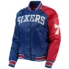 Philadelphia 76ers Starter Hometown Rib Satin Varsity Jacket Royal & Red