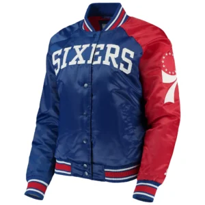 Philadelphia 76ers Starter Hometown Rib Satin Varsity Jacket Royal & Red
