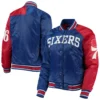 Philadelphia 76ers Starter Hometown Rib Satin Varsity Jacket Royal & Red - Image 3