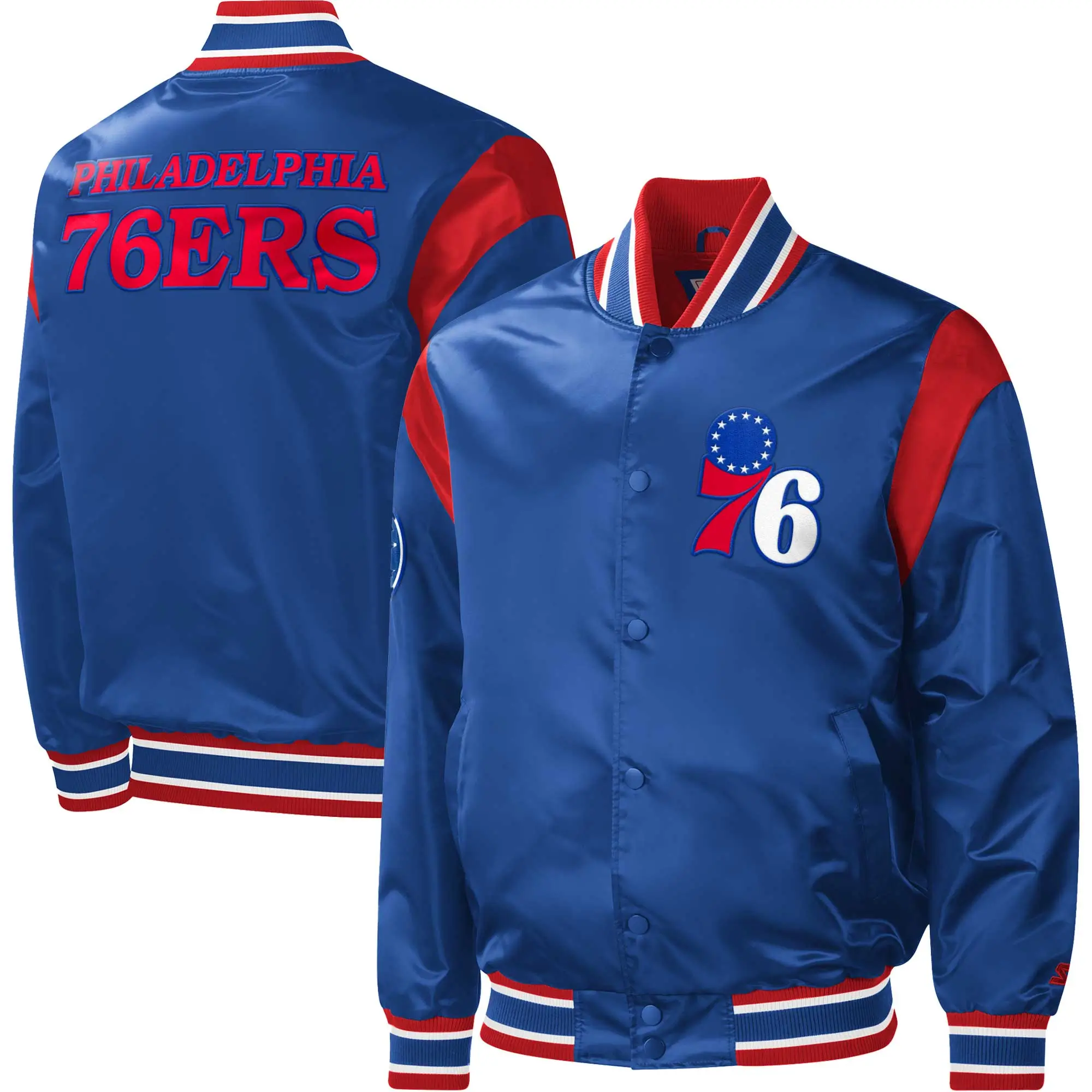 Philadelphia 76ers Starter Force Play Full-Snap Satin Varsity Jacket - Image 3