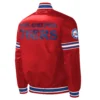 Philadelphia 76ers The Power Forward Full-Snap Satin Varsity Red Jacket - Image 2