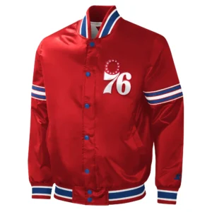 Philadelphia 76ers The Power Forward Full-Snap Satin Varsity Red Jacket