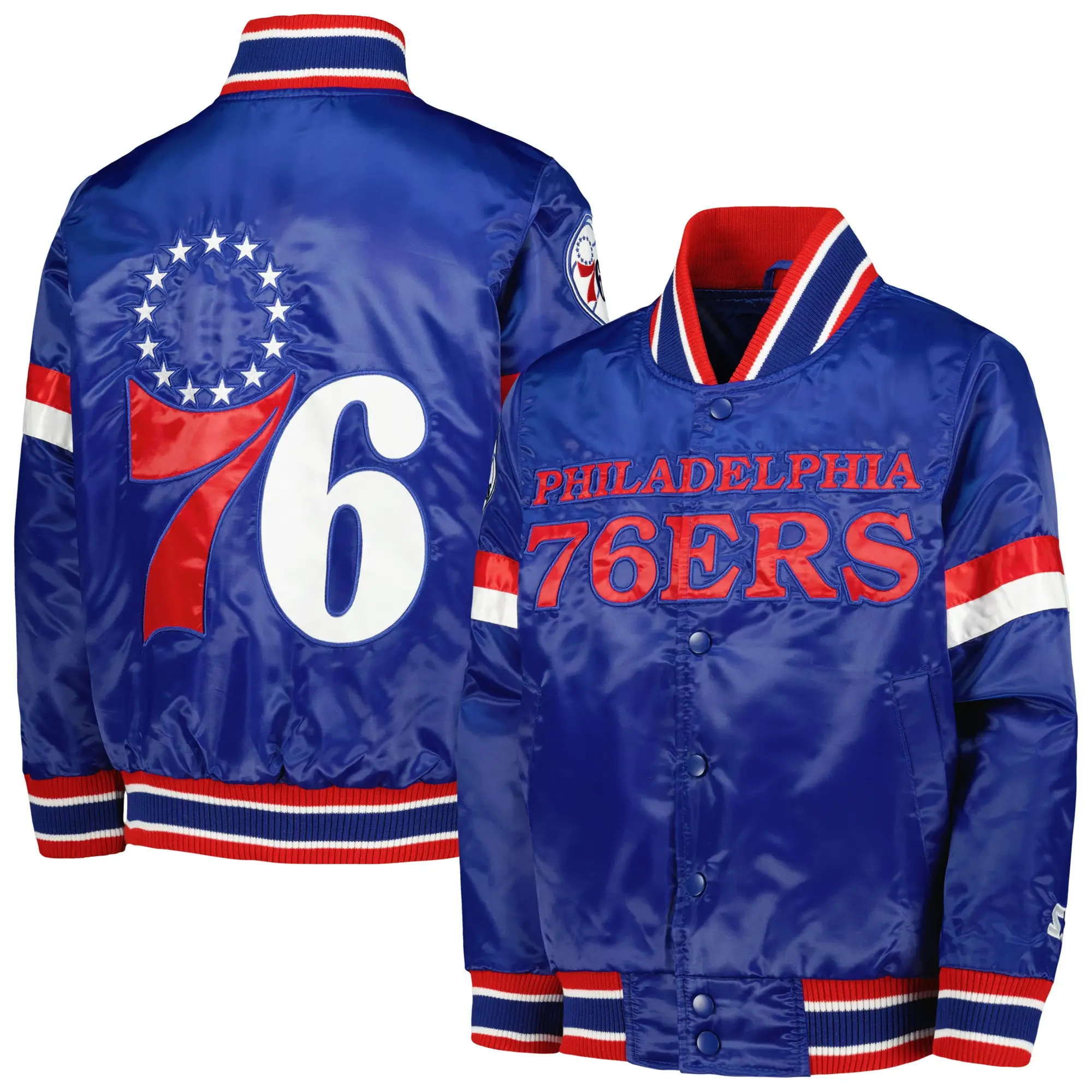Philadelphia 76ers Starter Youth Home Game Satin Varsity Jacket - Image 3