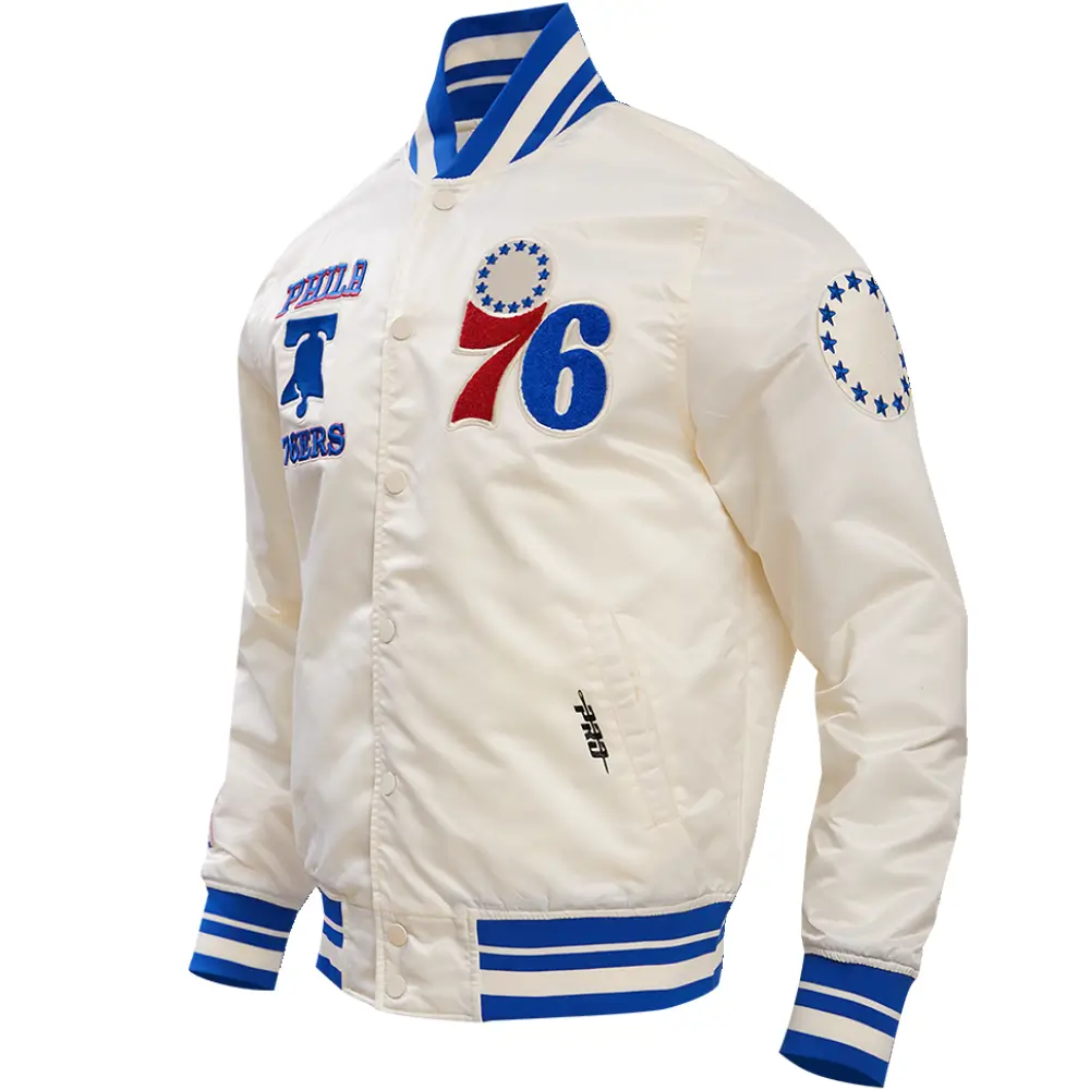 Philadelphia 76ers Classic Team Players Satin Varsity Jacket - Image 3
