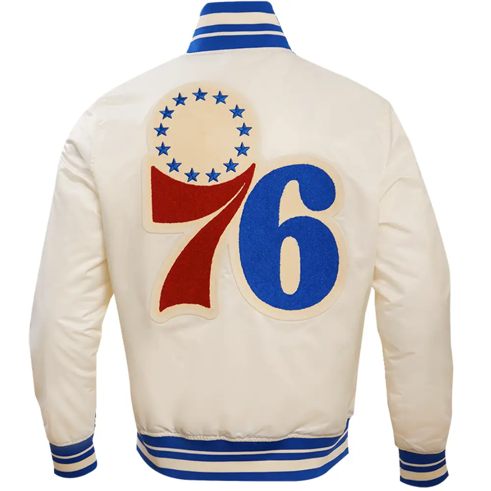 Philadelphia 76ers Classic Team Players Satin Varsity Jacket - Image 2