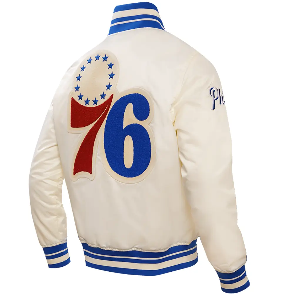 Philadelphia 76ers Classic Team Players Satin Varsity Jacket - Image 4