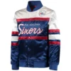 Philadelphia 76ers Script Satin Varsity Jacket