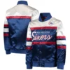 Philadelphia 76ers Script Satin Varsity Jacket - Image 3
