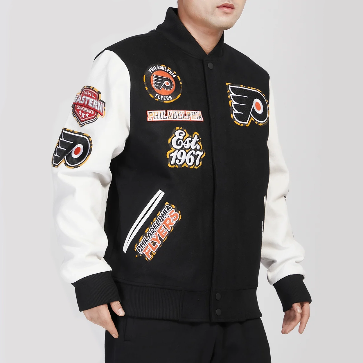 Philadelphia Flyers Animal Print Wool & Leather Varsity Jacket - Image 3