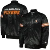Philadelphia Flyers Pick and Roll Black Satin Varsity Jacket - Image 4