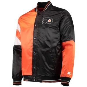 Philadelphia Flyers The Leader Black/Orange Satin Varsity Jacket