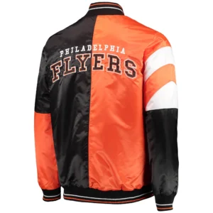 Alternative view of Philadelphia Flyers The Leader Black/Orange Satin Varsity Jacket