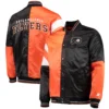 Philadelphia Flyers The Leader Black/Orange Satin Varsity Jacket - Image 4