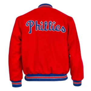 Alternative view of Philadelphia Phillies Letterman 1949 Authentic Red Wool Varsity Jacket
