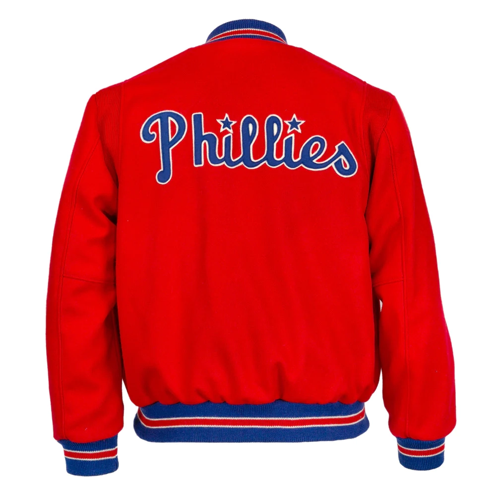 Philadelphia Phillies Letterman 1949 Authentic Red Wool Varsity Jacket - Image 2