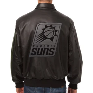 Alternative view of Phoenix Suns Bomber Varsity Full Leather Black Jacket