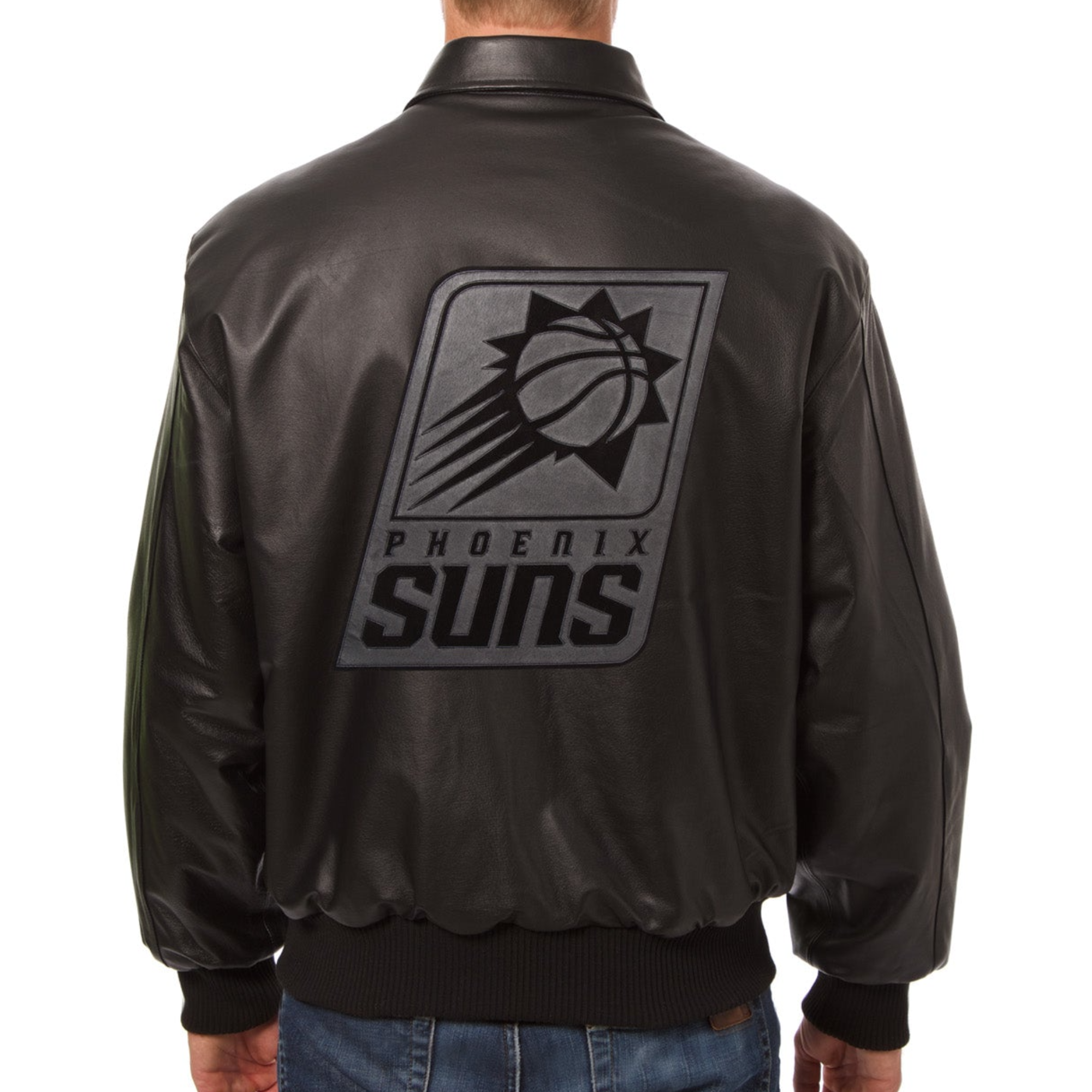 Phoenix Suns Bomber Varsity Full Leather Black Jacket - Image 2