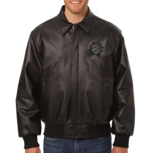 Phoenix Suns Bomber Varsity Full Leather Black Jacket