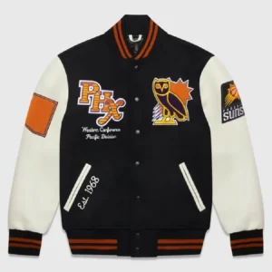 Phoenix Suns OVO Full-Snap Wool & Leather Varsity Jacket