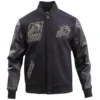 Phoenix Suns Wool & Leather Black & Gold Stitch Varsity Jacket
