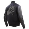 Phoenix Suns Wool & Leather Black & Gold Stitch Varsity Jacket - Image 2