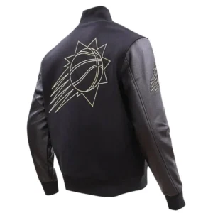 Alternative view of Phoenix Suns Wool & Leather Black & Gold Stitch Varsity Jacket