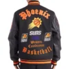 Phoenix Suns Triple Black Wool & Leather Varsity Jacket - Image 2