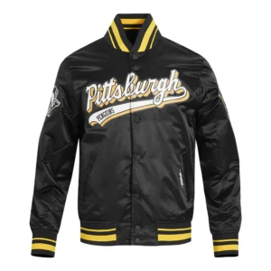 Pittsburgh Penguins Script Tail Satin Varsity Jacket
