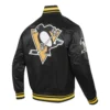 Pittsburgh Penguins Script Tail Satin Varsity Jacket - Image 3