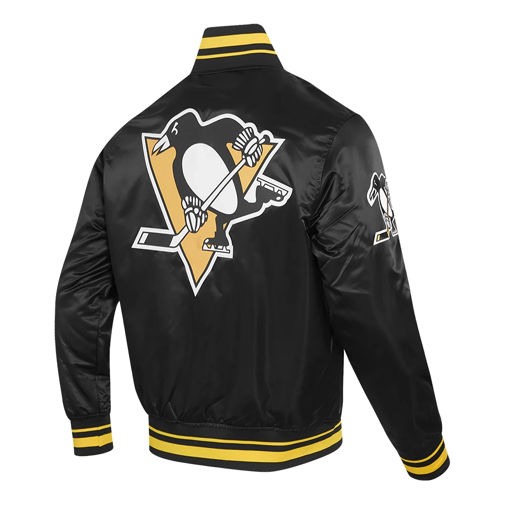Pittsburgh Penguins Script Tail Satin Varsity Jacket - Image 3