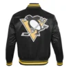 Pittsburgh Penguins Script Tail Satin Varsity Jacket - Image 4