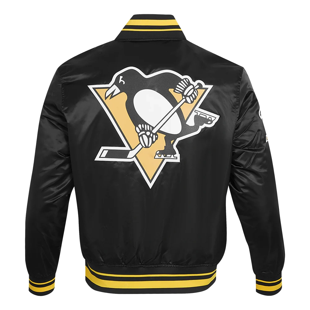 Pittsburgh Penguins Script Tail Satin Varsity Jacket - Image 4