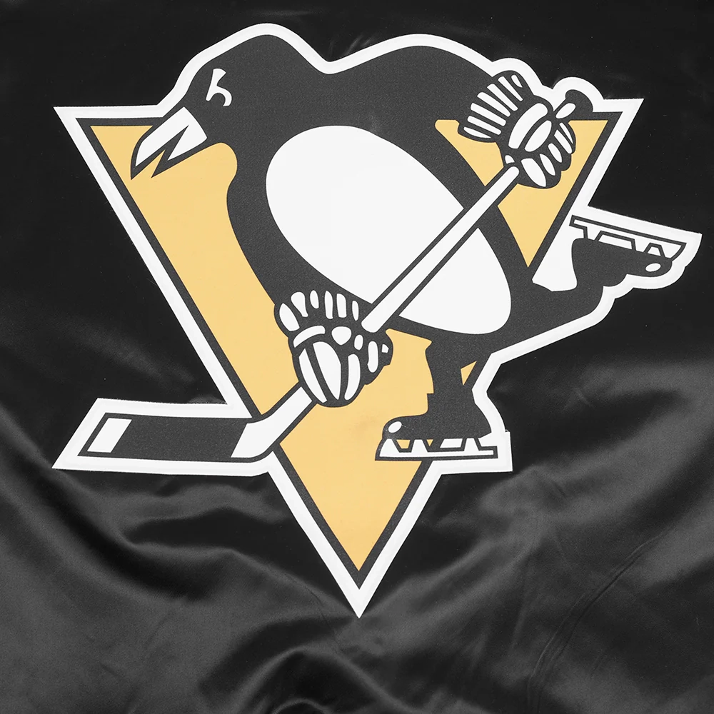 Pittsburgh Penguins Script Tail Satin Varsity Jacket - Image 5
