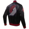Portland Trail Blazers Wordmark Satin Black Varsity Jacket - Image 2