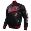 Portland Trail Blazers Wordmark Satin Black Varsity Jacket