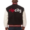 Portland Trail Blazers Two Tone Wool & Leather Varsity Jacket - Image 2