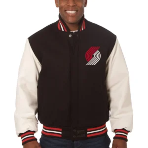 Portland Trail Blazers Two Tone Wool & Leather Varsity Jacket