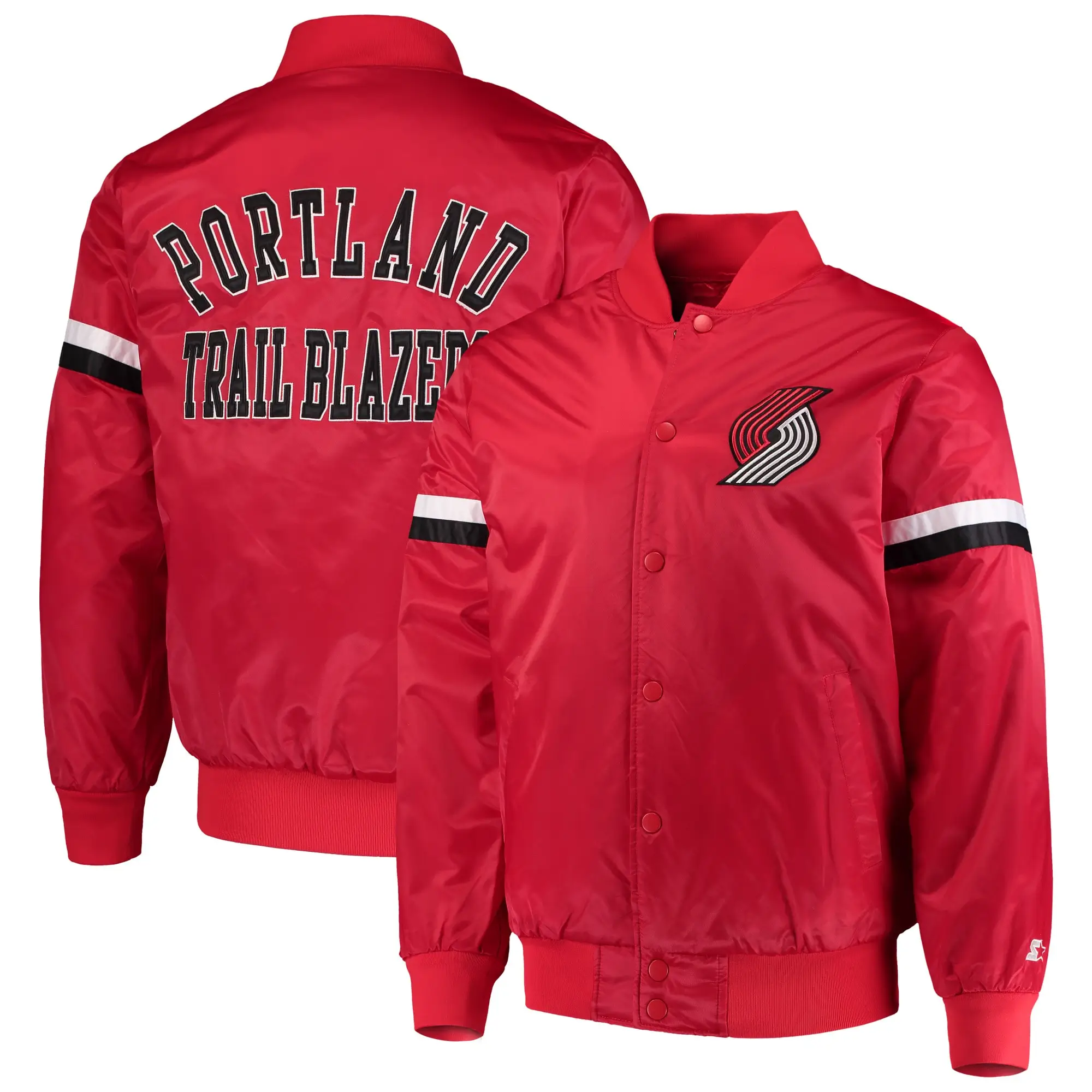 Portland Trail Blazers The Champ Red Varsity Satin Jacket - Image 3